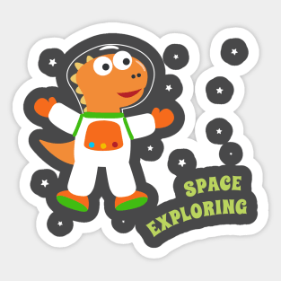 Cute dinosaur astronaut. Sticker